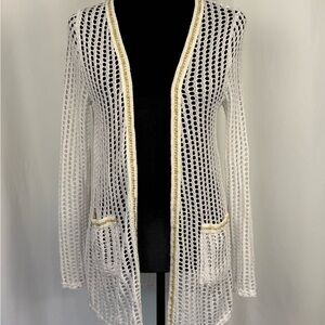 MAD Style White Crochet Duster Cardigan OS